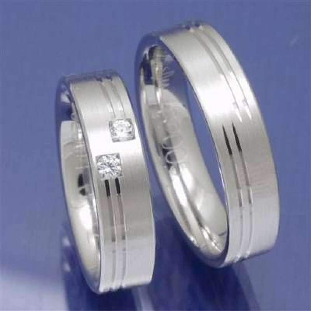 Trauringe aus 585 Weisgold mit Brillanten S2005