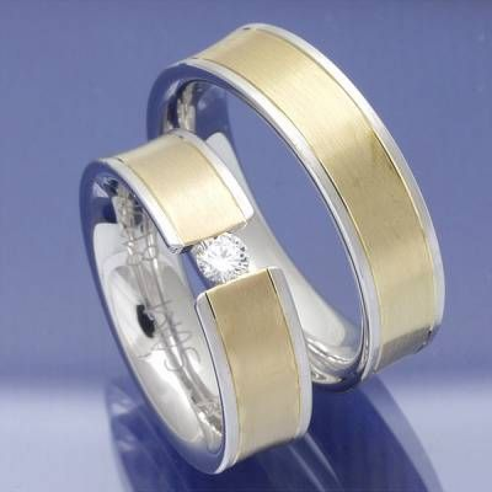 Trauringe Bicolor aus 585 Gelb und Weißgold S324