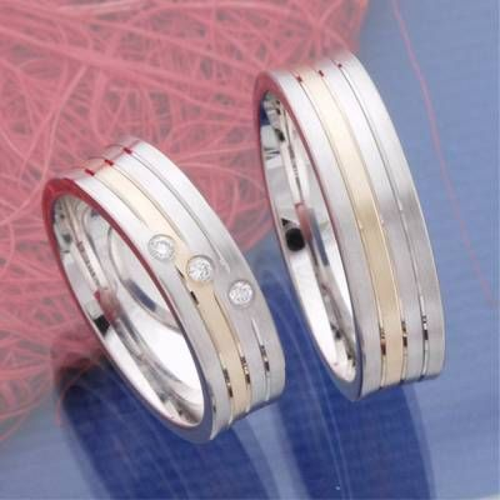 Eheringe, Trauringe aus 585 Weisgold und Roségold S11