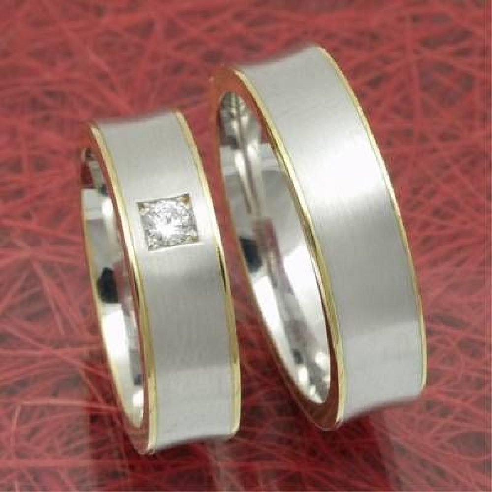 Trauringe und Eheringe aus 585 Weißgold und Gelbgold TR 1285 60