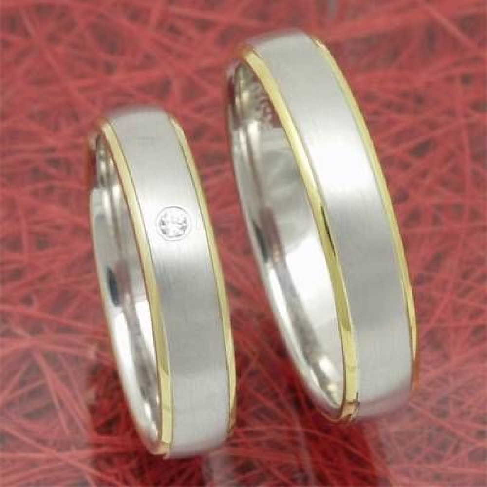 Trauringe und Eheringe aus 585 Weißgold und Gelbgold TR 1243 45