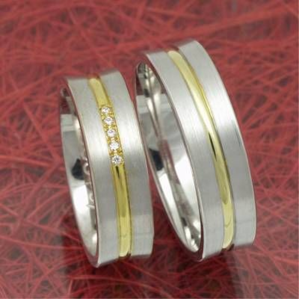 Trauringe und Eheringe aus 585 Weißgold und Gelbgold R40001 60
