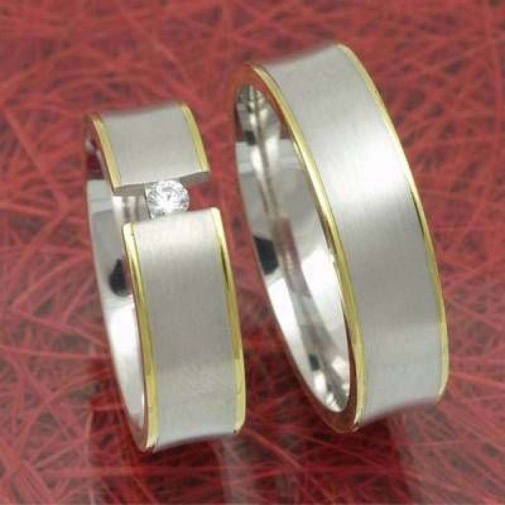 Trauringe und Eheringe aus 585 Weißgold und Gelbgold TR 1284 60