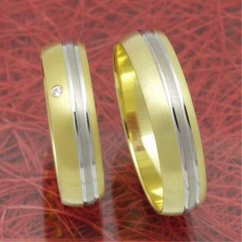 Trauringe und Eheringe aus 585 Gelbgold und Weißgold R40006 50