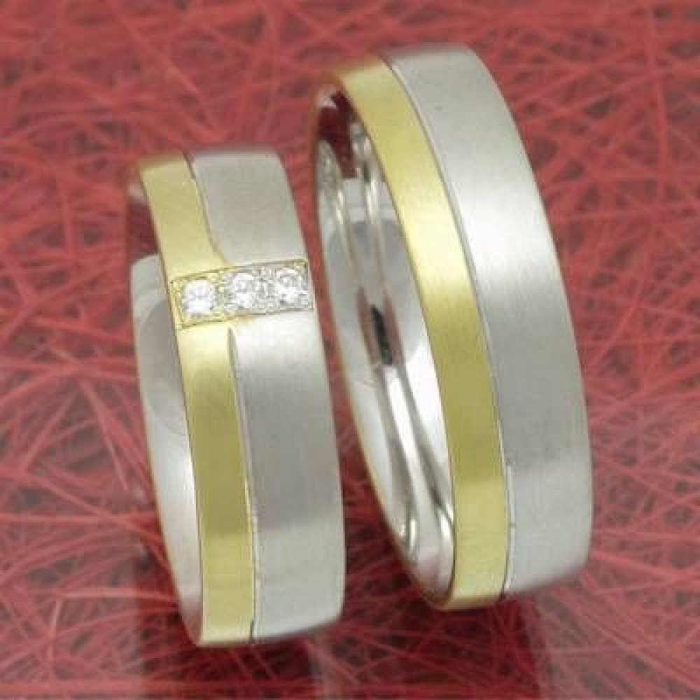 Trauringe und Eheringe aus 585 Weißgold und Gelbgold R1282/60