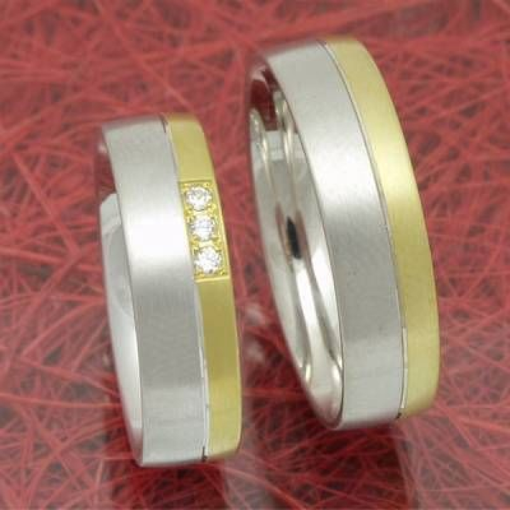 Trauringe und Eheringe aus 585 Weißgold und Gelbgold TR1283 60