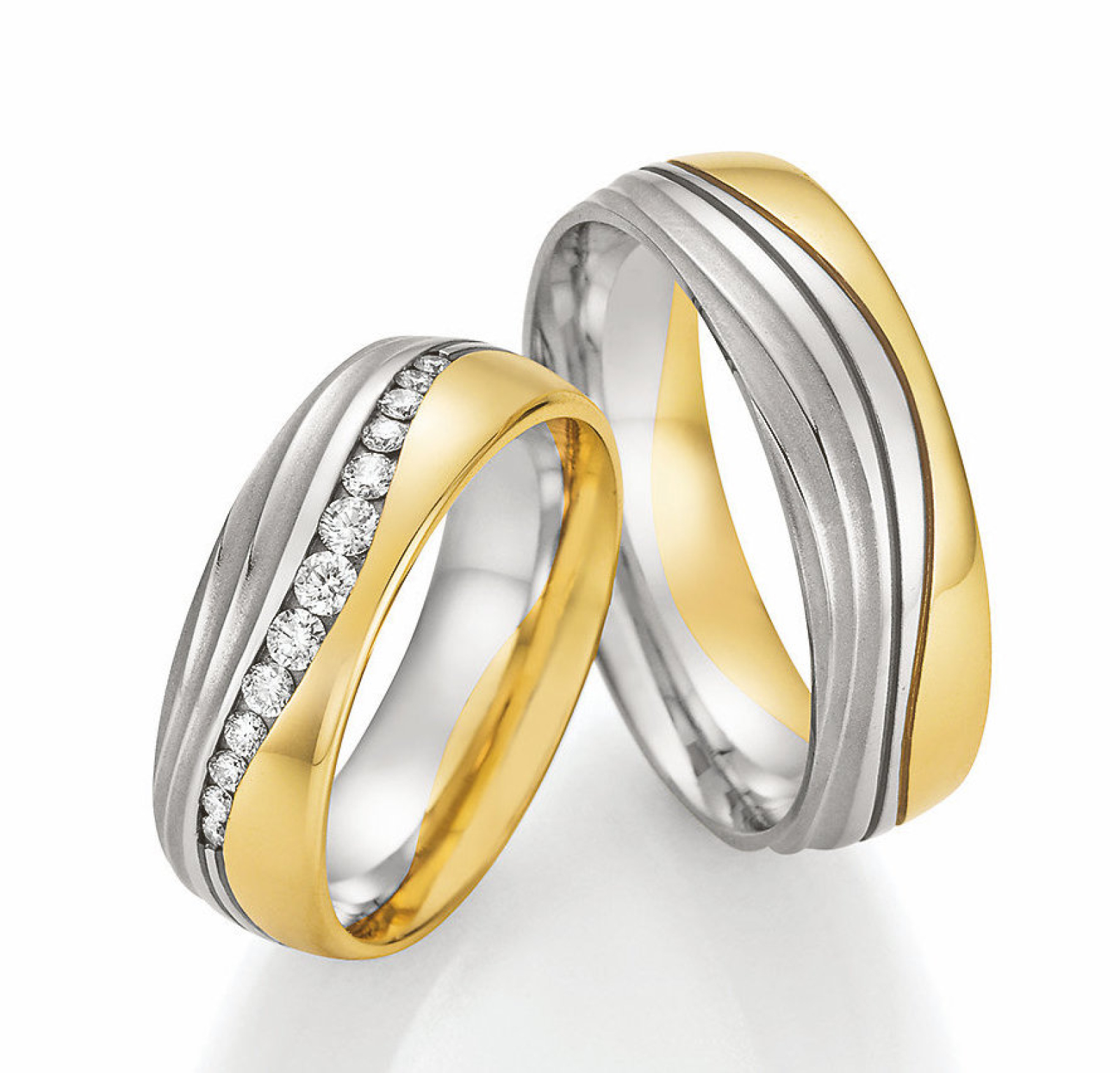 Bicolor Premium Eheringe – 585 Weißgold & Gelbgold mit 0,280 ct Brillanten