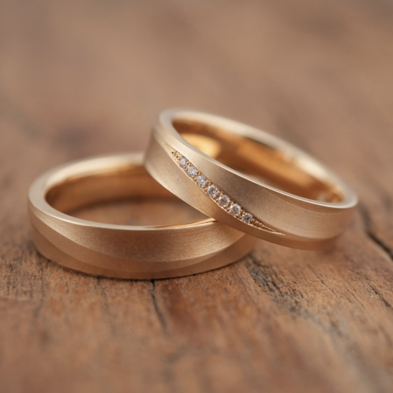 Apricotgold Trauringe mit Welle