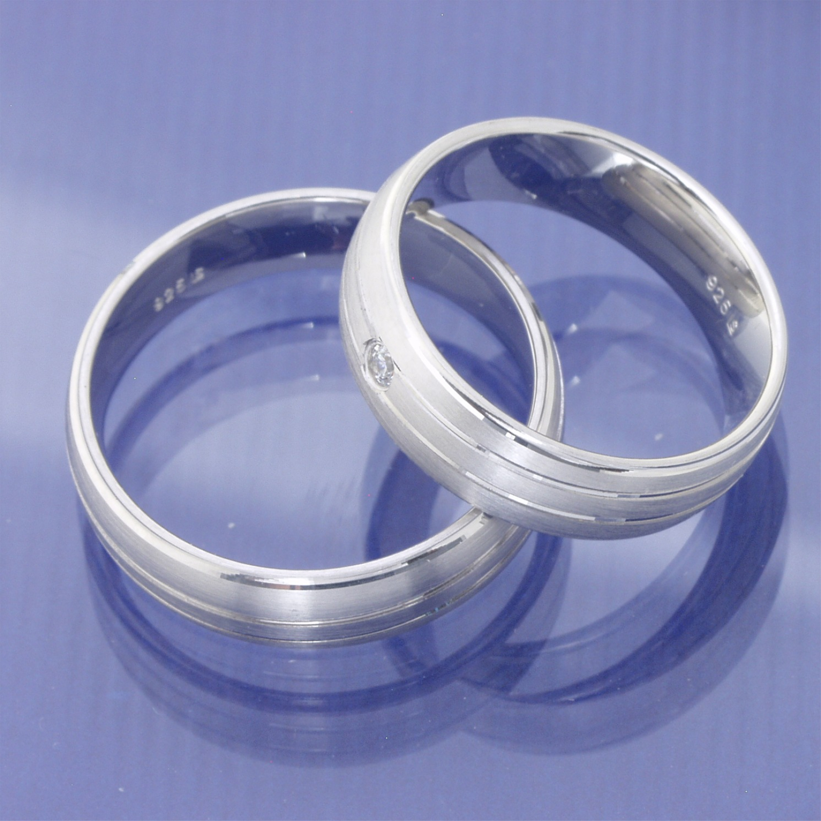 Freundschaftsringe aus Silber mit Glanzstreifen