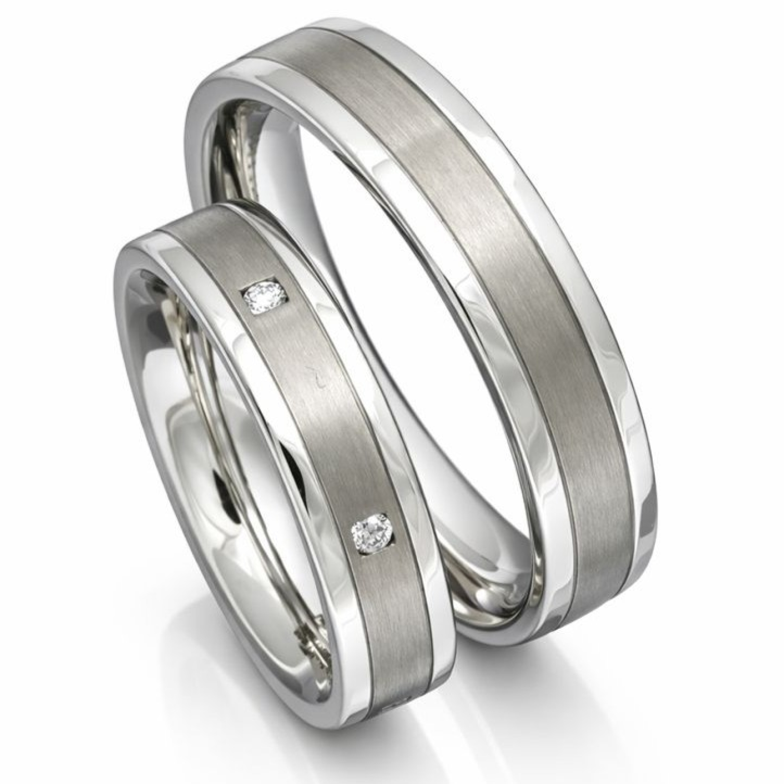 Partnerringe aus Titan und Edelstahl 6 Brillanten PB089594