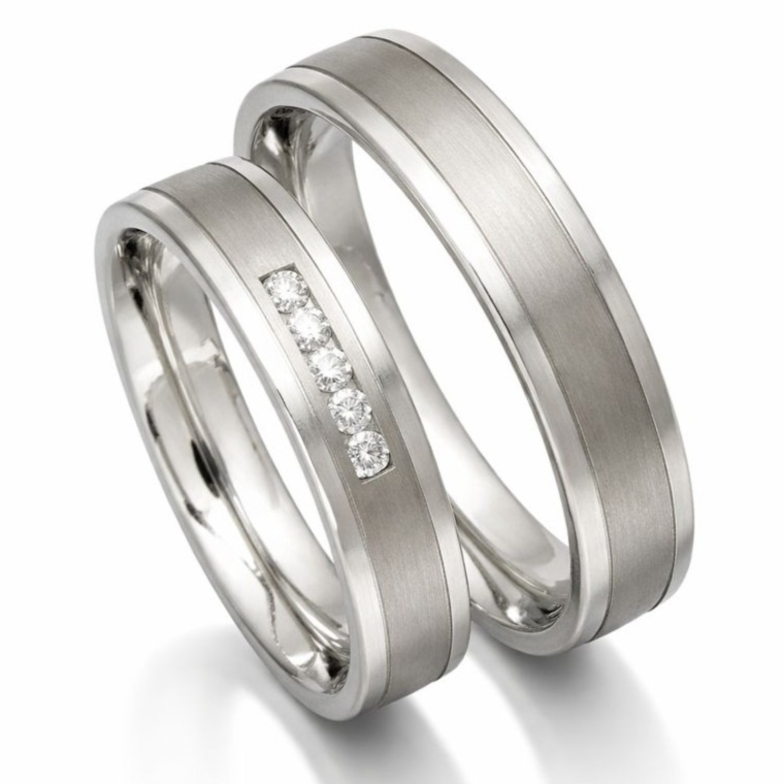 Partnerringe aus Titan und Edelstahl 6 Brillanten PB089595