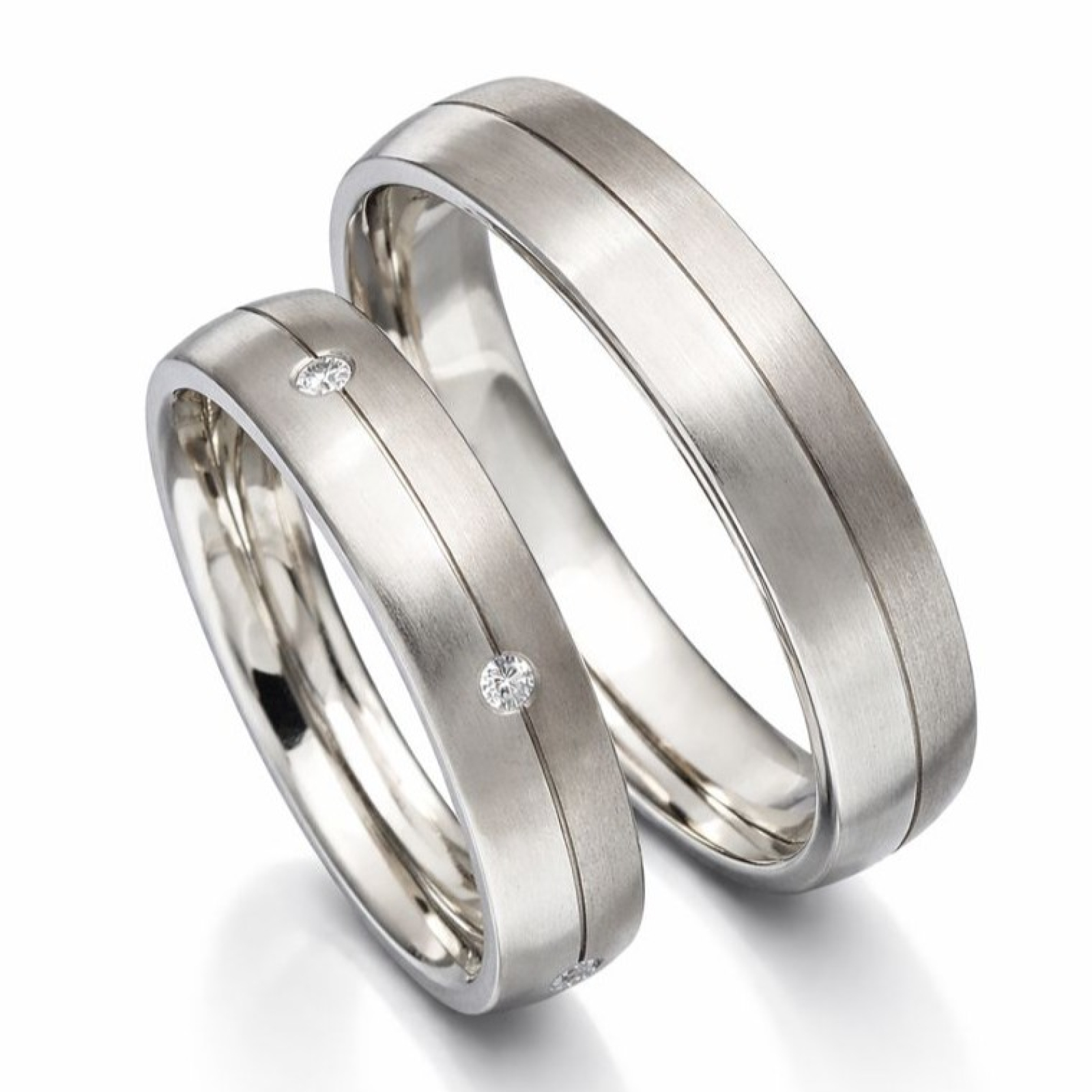 Partnerringe aus Titan und Edelstahl 6 Brillanten PB099600
