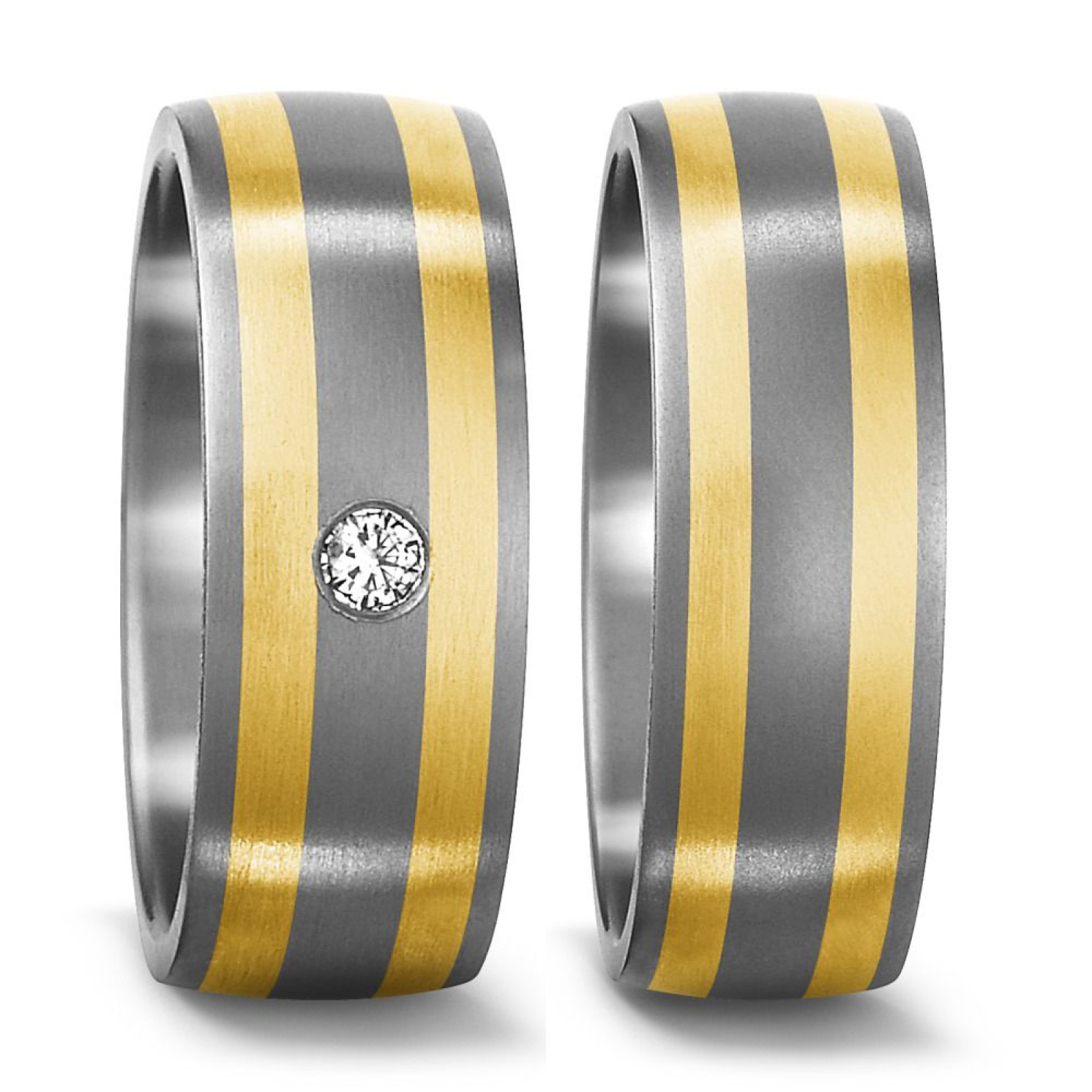 Partnerringe aus Titan und Gelbgold G50927