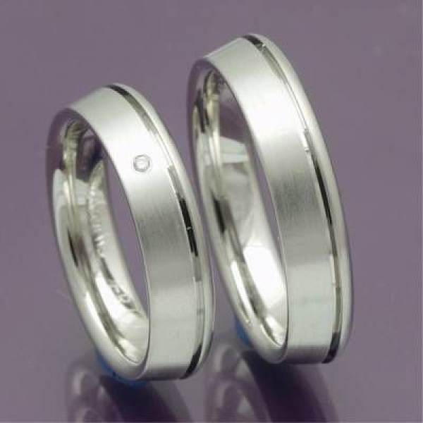 Trauringe, Verlobungsringe aus 925 Silber mit Diamant 48/08005-6