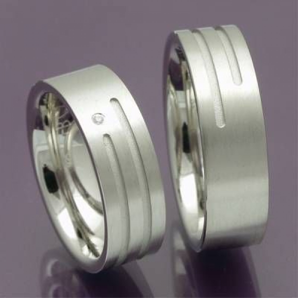 Trauringe, Verlobungsringe aus 925 Silber mit Diamant 48/08003-4