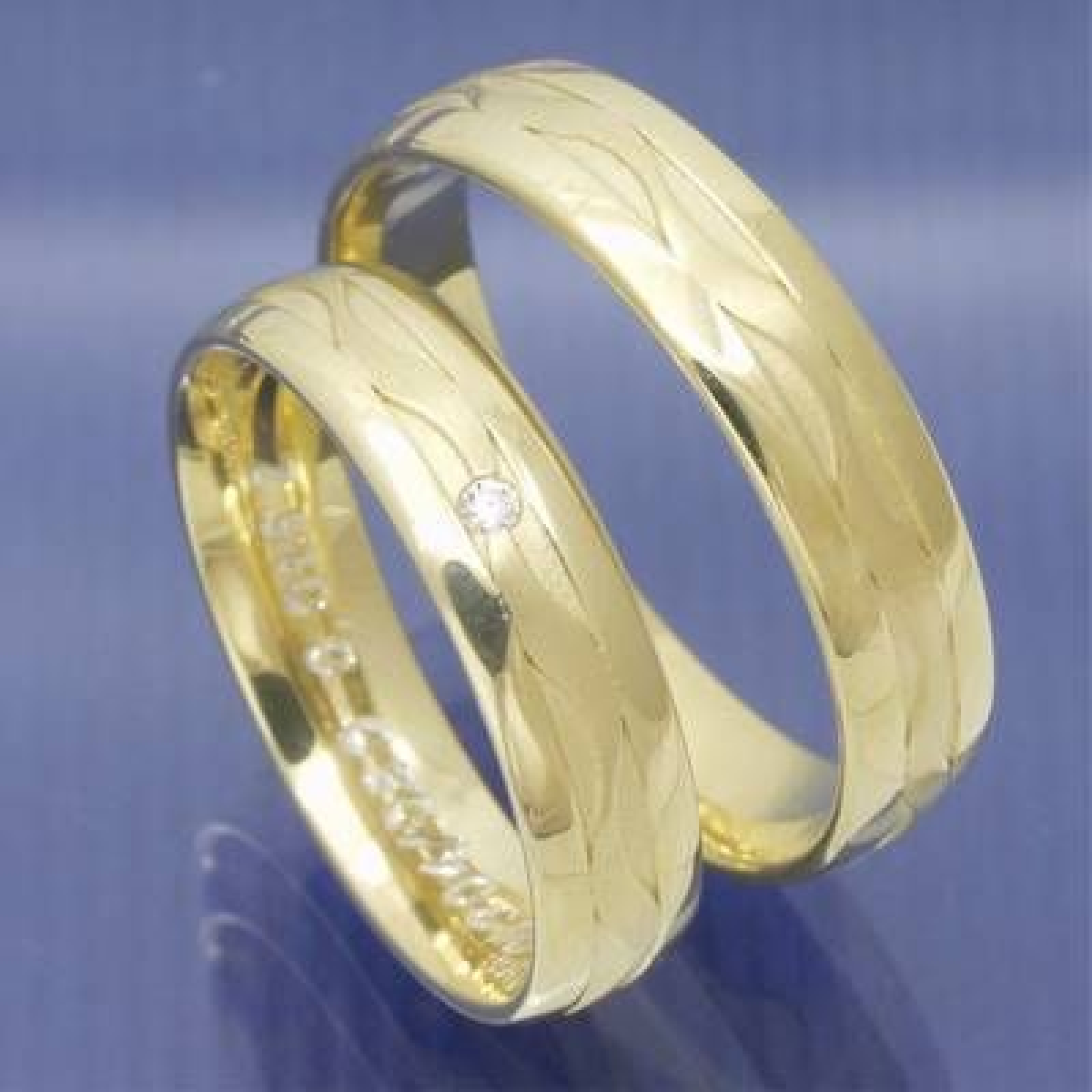 Gelbgold Partnerringe mit Brillant und umlaufenden Muster P1227365