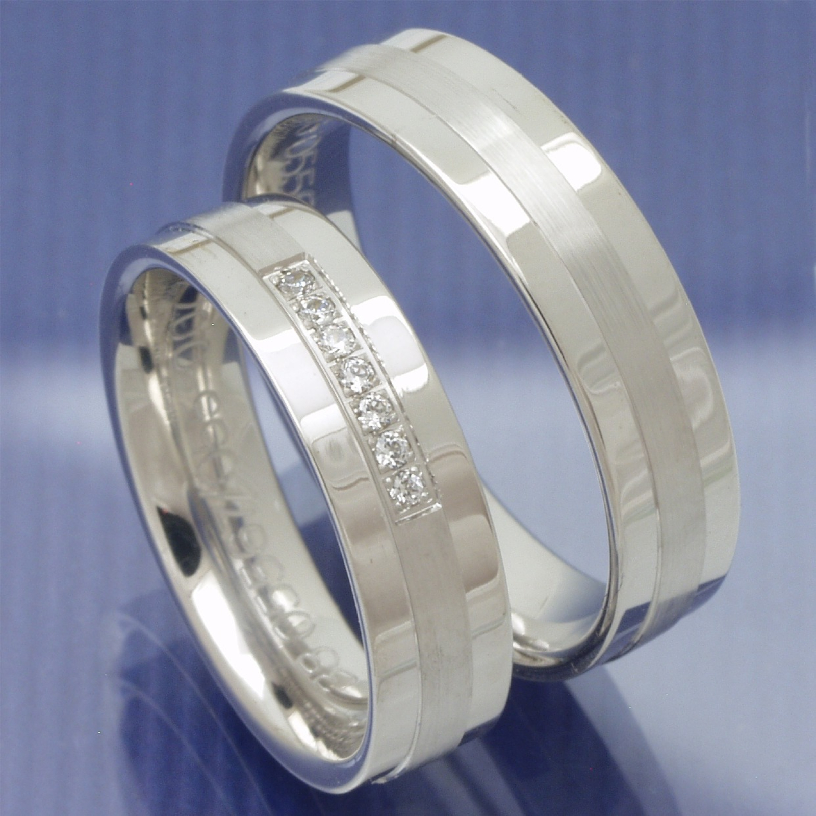 Partnerring Trauringe aus 585 Weissgold mit Brillanten P6159118