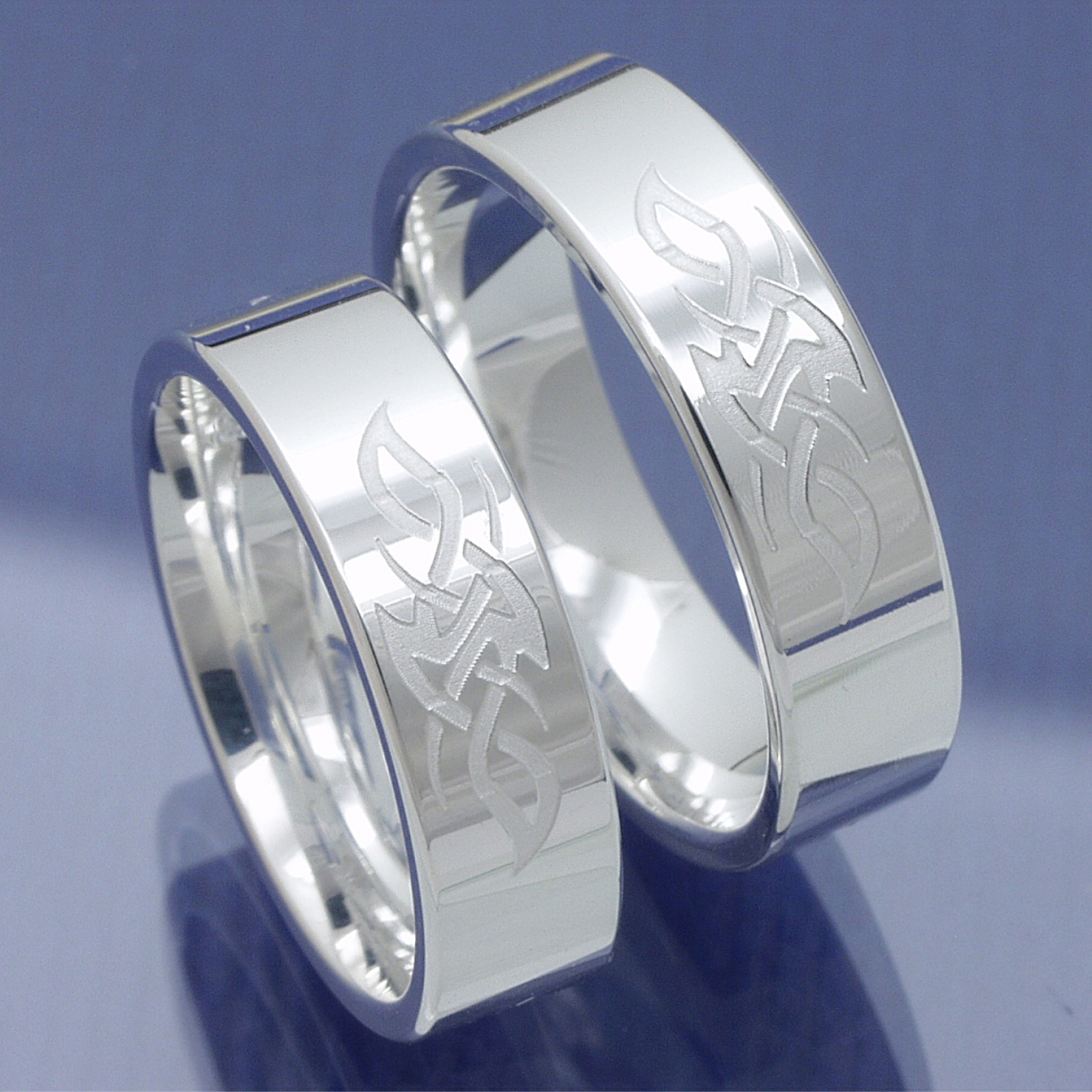 Silber Trauringe Freundschaftsringe mit Lasermuster