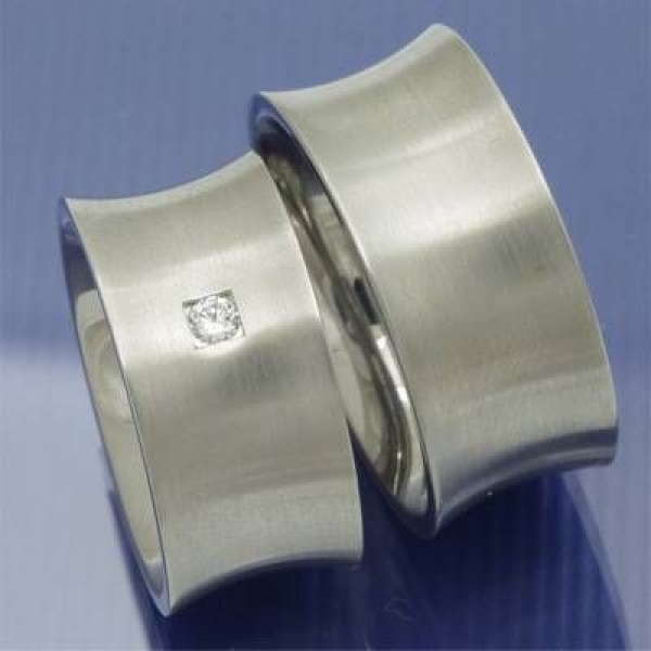 11 mm breite konkave Edelstahl Brillant Trauringe PB099644