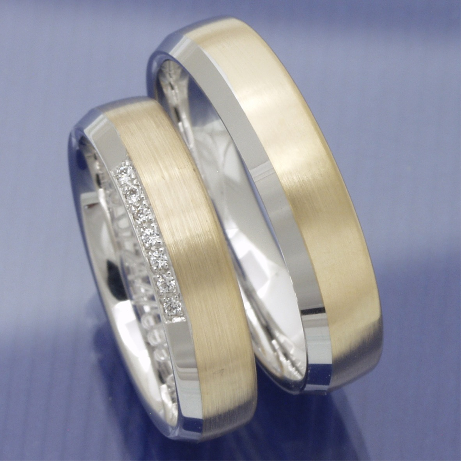 Bicolor Trauringe Partnerringe aus 585 Gelb und Weissgold PB260786