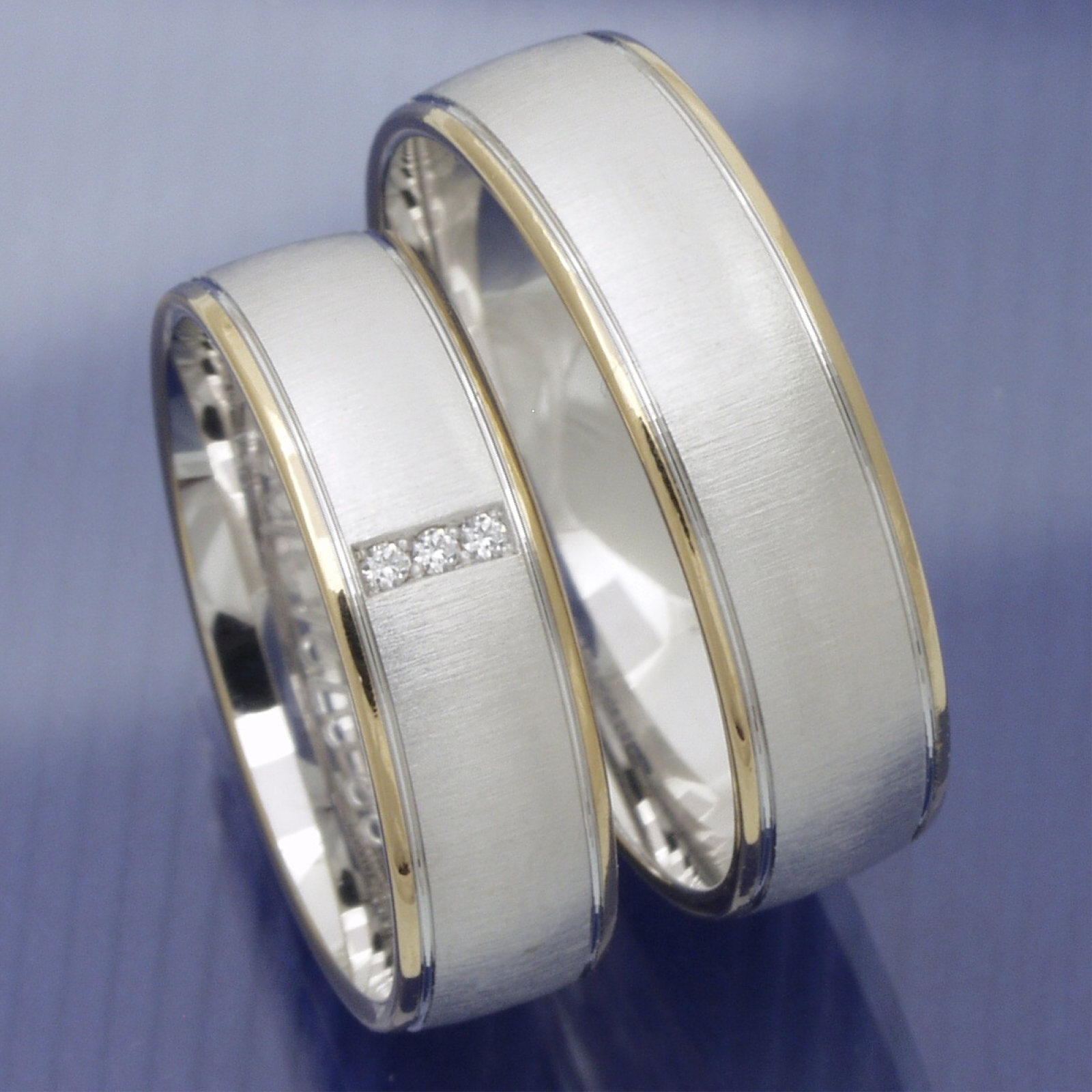 Bicolor Trauringe Partnerringe aus 585 Gelb und Weissgold PB260788