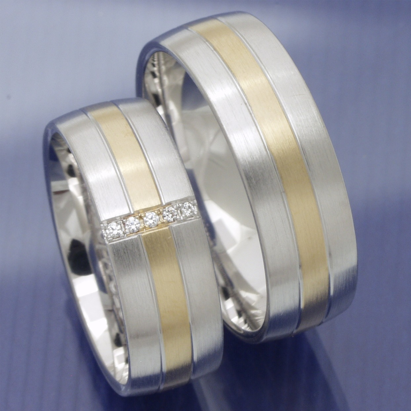 Bicolor Trauringe Partnerringe aus 585 Gelb und Weissgold PB260789