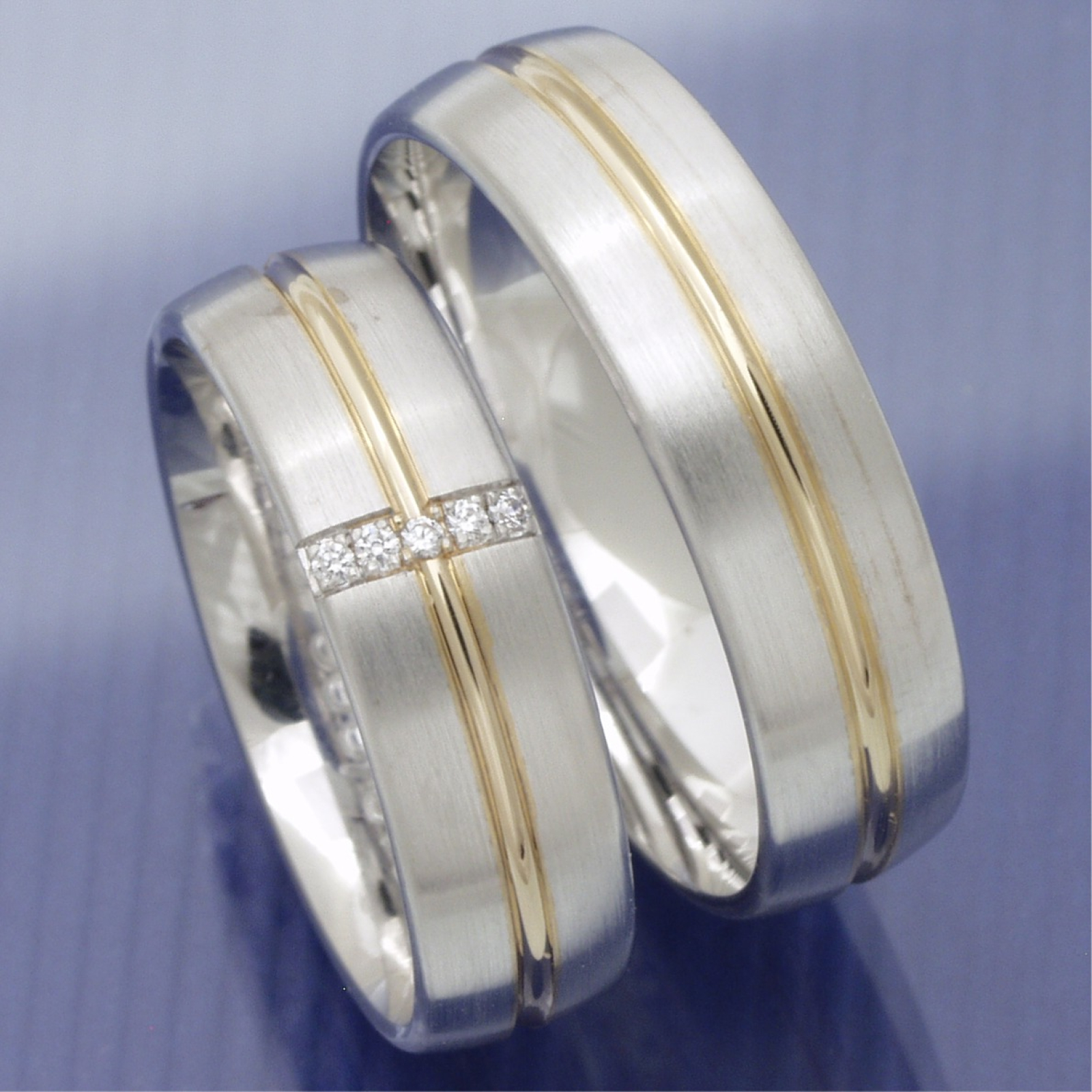Bicolor Trauringe Partnerringe aus 585 Weissgold und Gelbgold PB260790