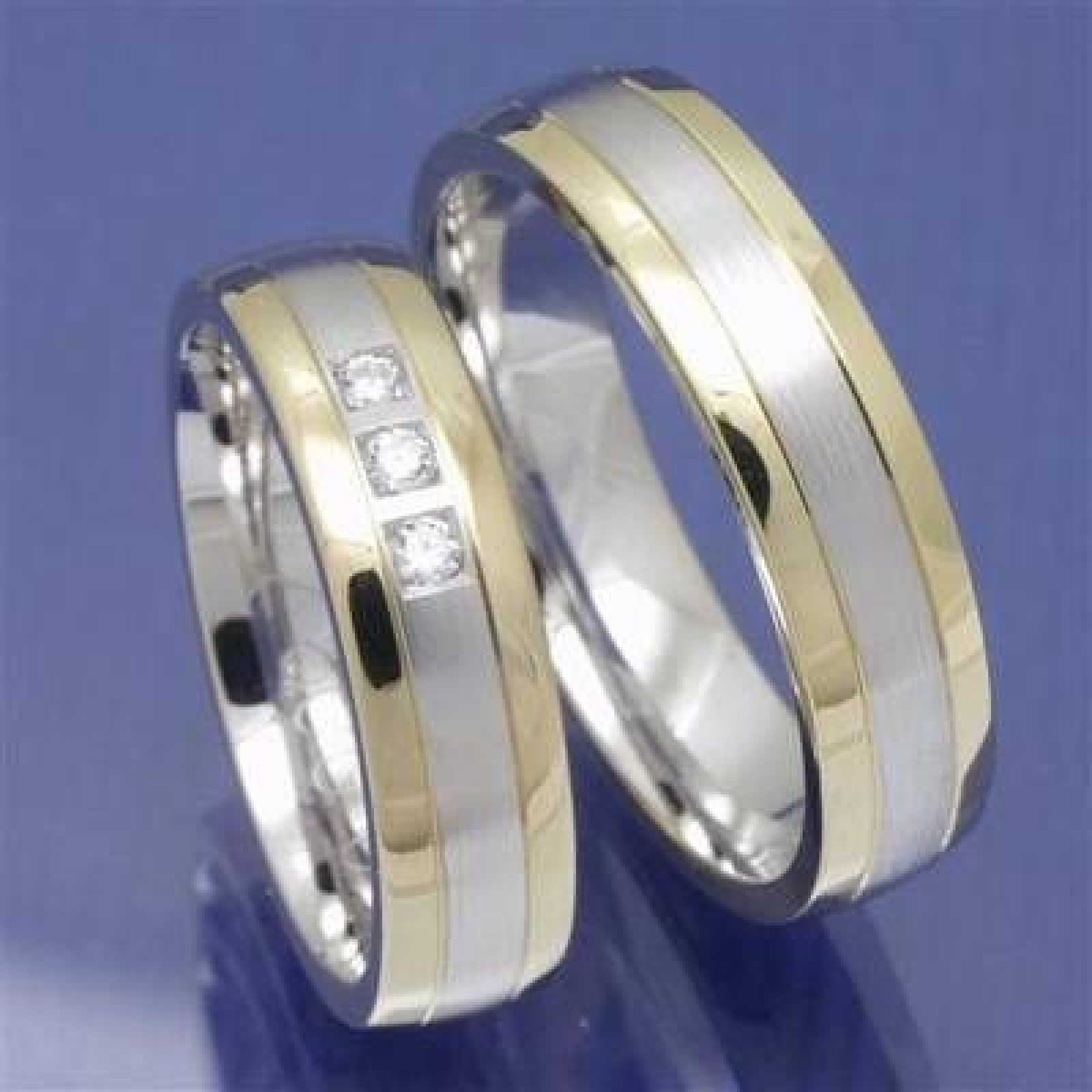 Partnerringe Trauringe aus 585 Gelb und Weissgold S2041