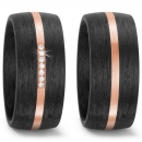 Partnerringe aus 585 Rosegold und Carbon T59316