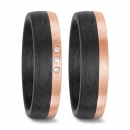 Partnerringe aus 585 Rosegold und Carbon T59317