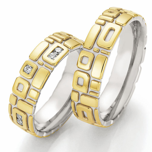 Bicolor Trauringe aus 585 Weissgold und Gelbgold RU65030