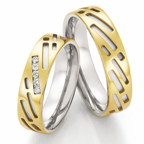 Bicolor Trauringe aus 585 Weissgold und Gelbgold RU65050