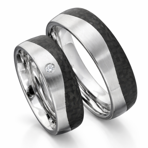 Edelstahl Carbon Verlobungsringe mit Welle