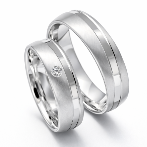 Elegante Freundschafts- und Trauringe aus 925 Silber mit Glanzstreifen und Zirkonia