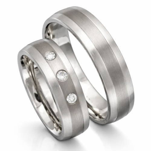 Partnerringe aus Titan und Edelstahl 3 Brillanten PB099599