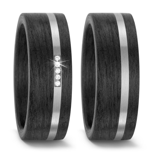 Partnerringe aus 500 Palladium und Carbon T59315P
