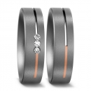 Partnerringe aus Titan und Rotgold R51107