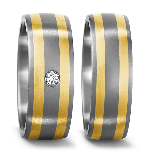 Partnerringe aus Titan und Gelbgold G50927