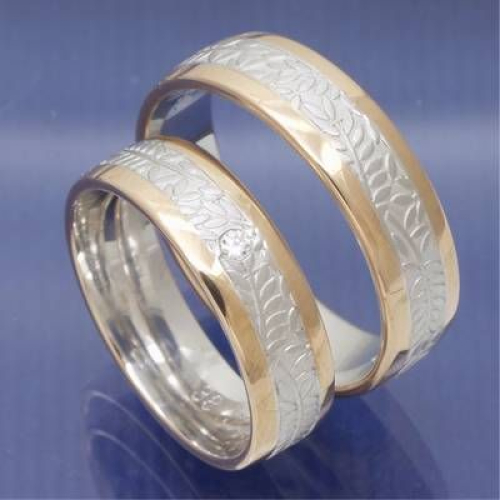 585 Weissgold und Rotgold Partnerringe P1227360