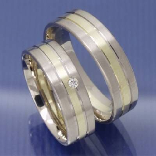 Partnerringe Trauringe aus 585 Weiß und Gelbgold P1267395