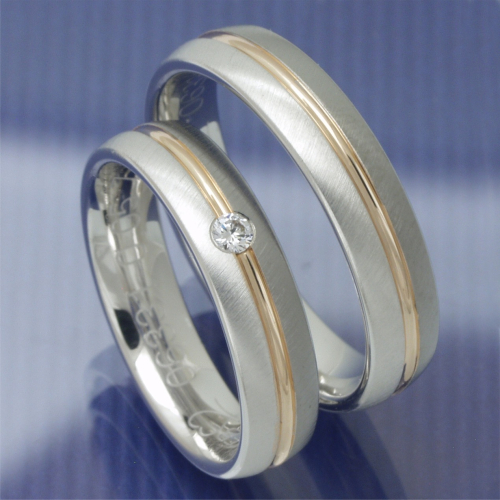 Eheringe Trauringe Partnerringe aus 585 Weissgold Rotgold P5079058