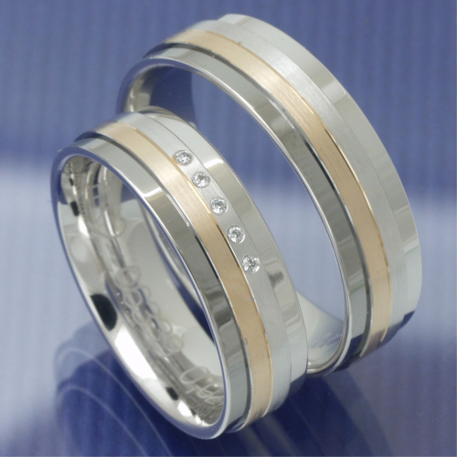 Trauringe Partnerringe Weissgold Rotgold Black und White P5079063