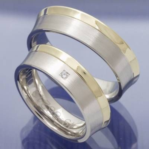 Konkave Trauringe Edelstahl und 585 Gelbgold  P5118576