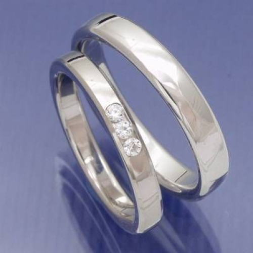 Partnerringe Trauringe aus 585 Weissgold mit Brillanten P6107851