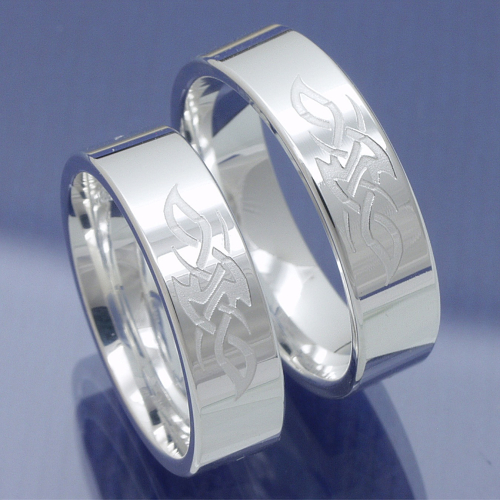 Silber Trauringe Freundschaftsringe mit Lasermuster