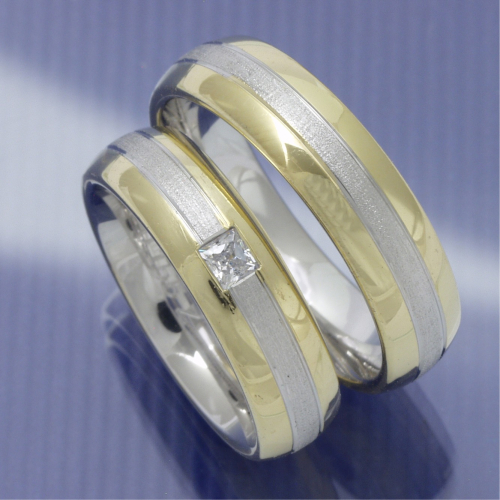 Partnerringe Trauringe Gelbgold und Weißgold P9293141