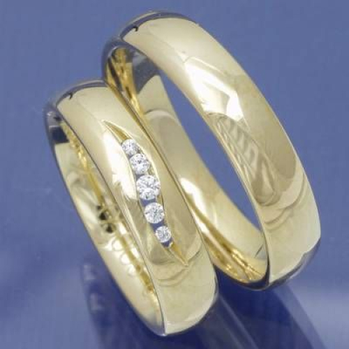 Glänzende Gelbgold Partnerringe mit Brillanten 48-05006