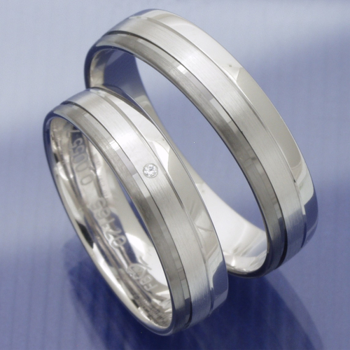 Trauringe Moonlight aus 585 Weissgold - matt glanz PB260773