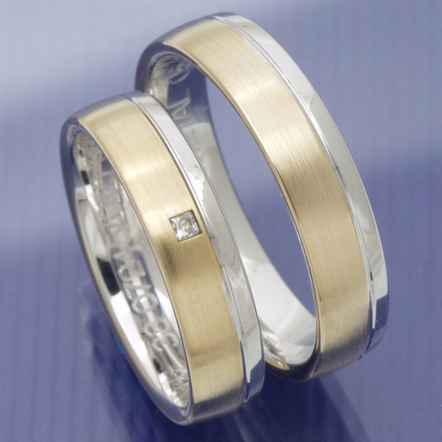Bicolor Trauringe aus 585 Gelbgold und Weissgold PB260794