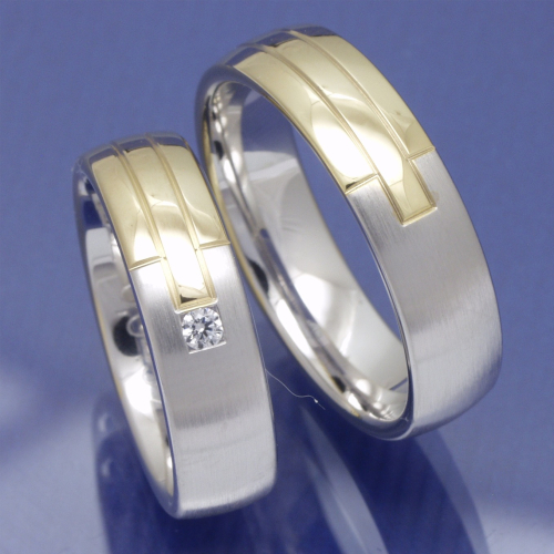 Eheringe Trauringe aus 585 Gelbgold und Weissgold S2023